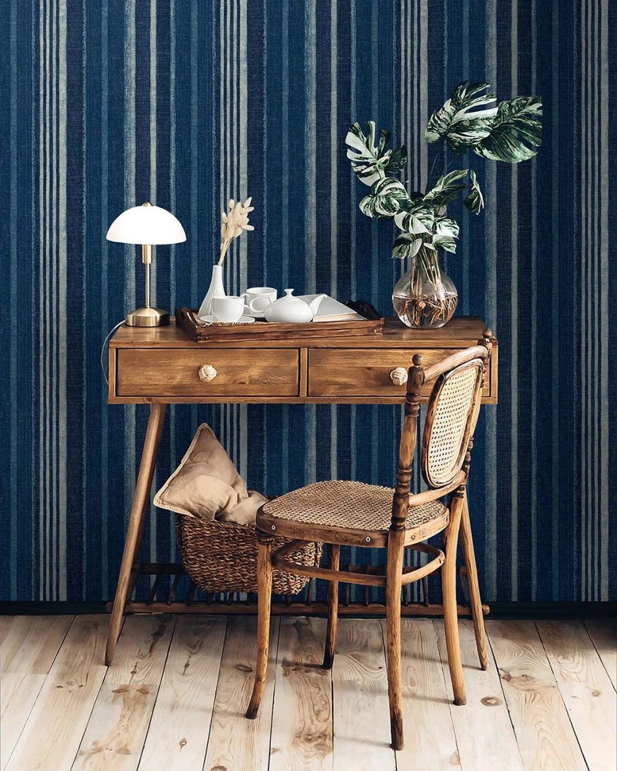 Wallquest SR20702 Nantucket Stripes Revisited Harbor Crystal - tapeta jak tkanina w paski
