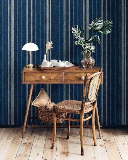 Wallquest SR20702 Nantucket Stripes Revisited Harbor Crystal - tapeta jak tkanina w paski