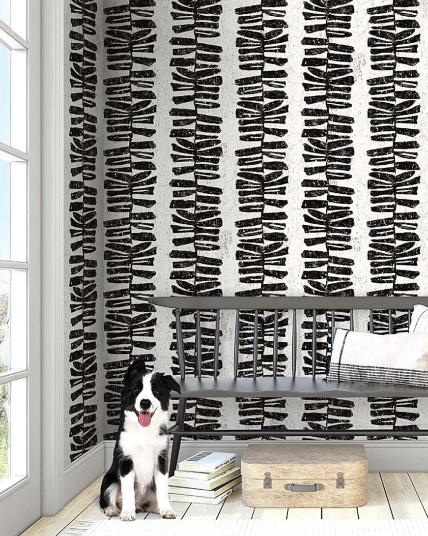 Wallquest SR21100 Nantucket Stripes Revisited Kai Heathered Black - tapeta z ozdobne paski