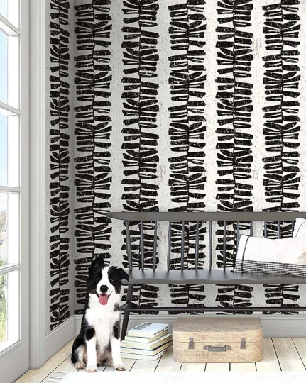 Wallquest SR21100 Nantucket Stripes Revisited Kai Heathered Black - tapeta z ozdobne paski