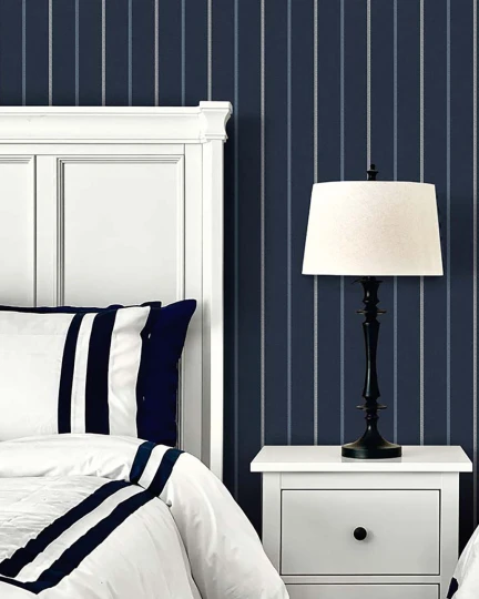Wallquest SR21522 Nantucket Stripes Revisited Mira Stargazer - tapeta w cienkie paski