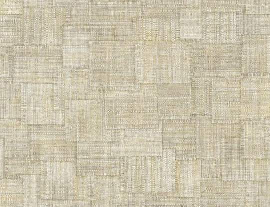 Wallquest RA41704 Raffia Woven Blocks 27 Cafe Latte - tapeta geometryczna imitująca splot tkaniny naturalnej