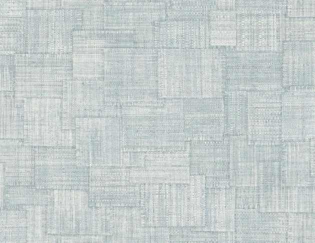 Wallquest RA41716 Raffia Woven Blocks 27 Sky - tapeta geometryczna imitująca splot tkaniny naturalnej