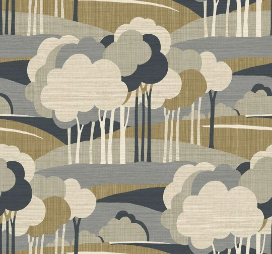 Wallquest TR70307 Trees On the Horizon Cool Bread - tapeta w drzewa