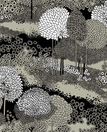 Wallquest TR70500 Trees Vistas Warm Night - tapeta w śródziemnomorską roślinność