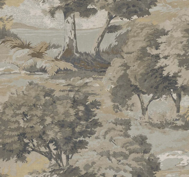 Wallquest TR70707 Trees Scenic Trees Cappuccino - tapeta w pejzaż z drzewami