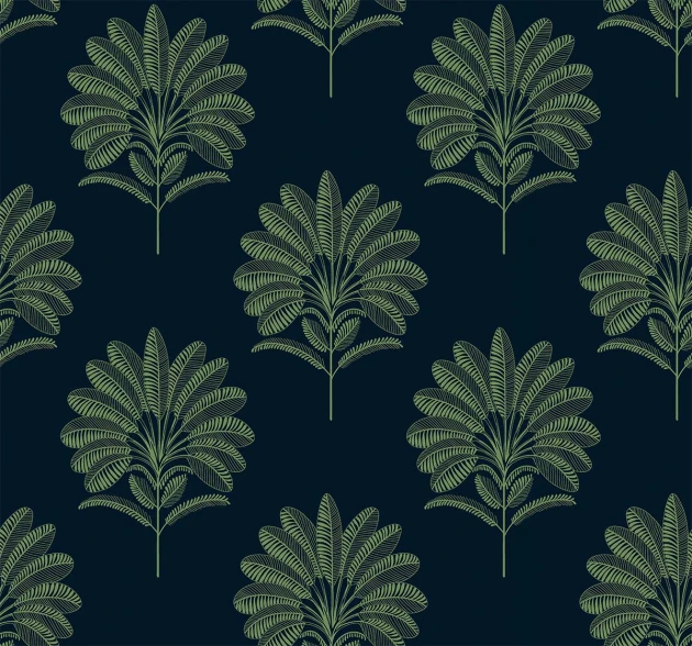 Wallquest TR71004 Trees Mirage Palm Forest Night - tapeta w liście palmy