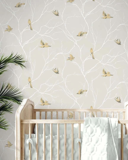 Wallquest TR71105 Trees Dreamy Birds Sand - tapeta w ptaki i gałęzie