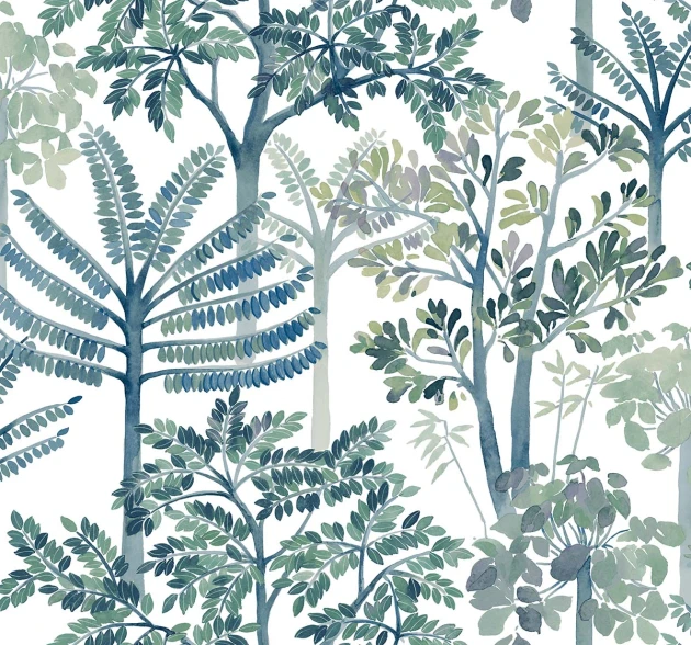 Wallquest TR71202 Trees Cascade Early Sky - tapeta w drzewa