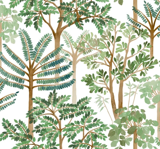 Wallquest TR71204 Trees Cascade Jade - tapeta w drzewa