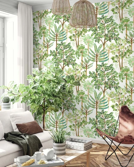 Wallquest TR71204 Trees Cascade Jade - tapeta w drzewa