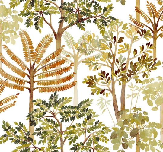 Wallquest TR71206 Trees Cascade New Penny - tapeta w drzewa