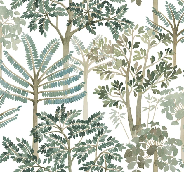 Wallquest TR71208 Trees Cascade Sea Glass - tapeta w drzewa