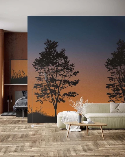 Wallquest TR71905M Trees Twilight Mural Sunset - mural w drzewo i zachód słońca