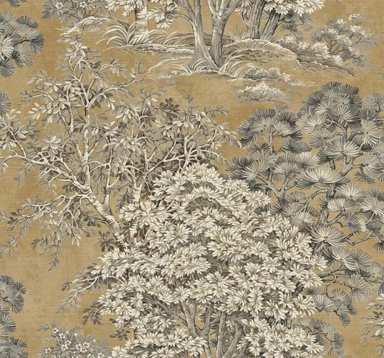 Wallquest TR72005 Trees Majestic Grass Trees Oro - tapeta w drzewa z tkaniny trawiastej