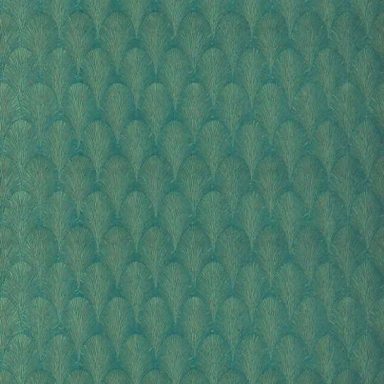 Casamance 75782242 Ecrin Tourmaline Emeraude/doré - tapeta w liście palmowe art deco