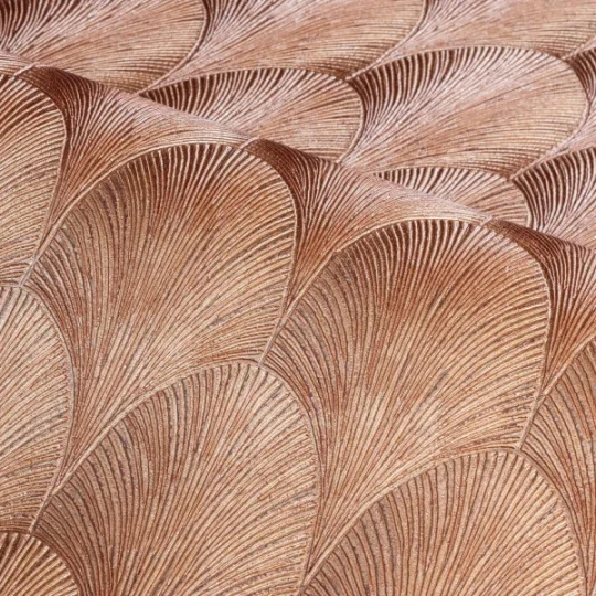 Casamance 75782140 Ecrin Tourmaline Cuivre - tapeta w liście palmowe art deco