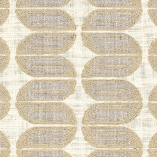 Casamance 72970100 Taormina Isola Beige blanchi - tapeta geometryczna z haftu z juty i wiskozy