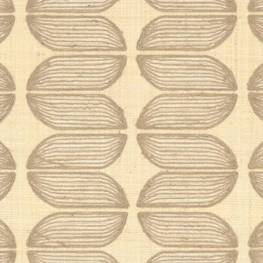Casamance 72970202 Taormina Isola Naturel foncé - tapeta geometryczna z haftu z juty i wiskozy