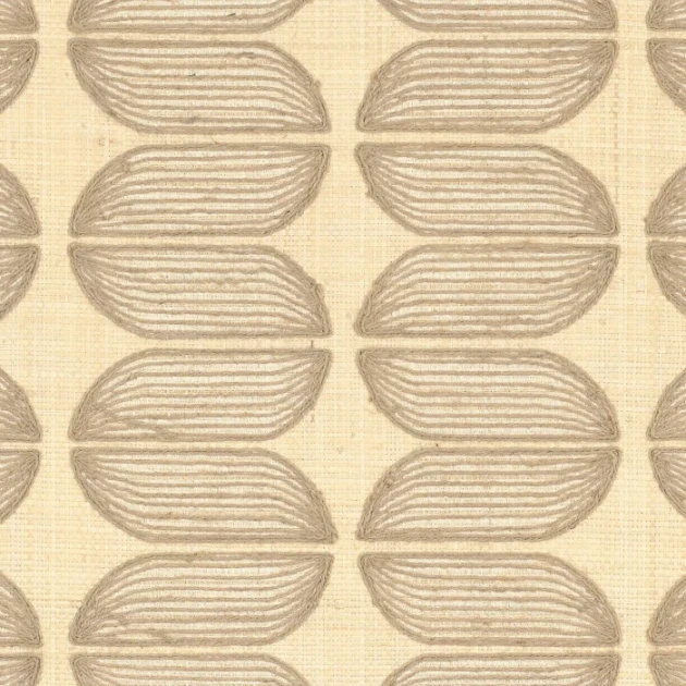 Casamance 72970202 Taormina Isola Naturel foncé - tapeta geometryczna z haftu z juty i wiskozy