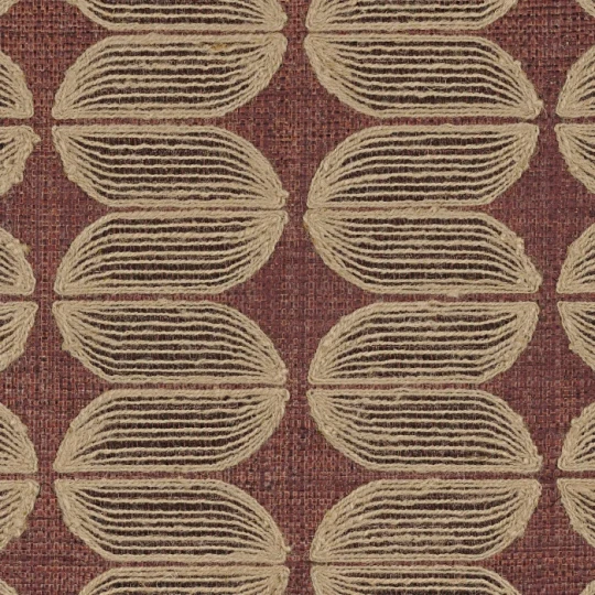 Casamance 72970304 Taormina Isola Cédre rouge - tapeta geometryczna z haftu z juty i wiskozy