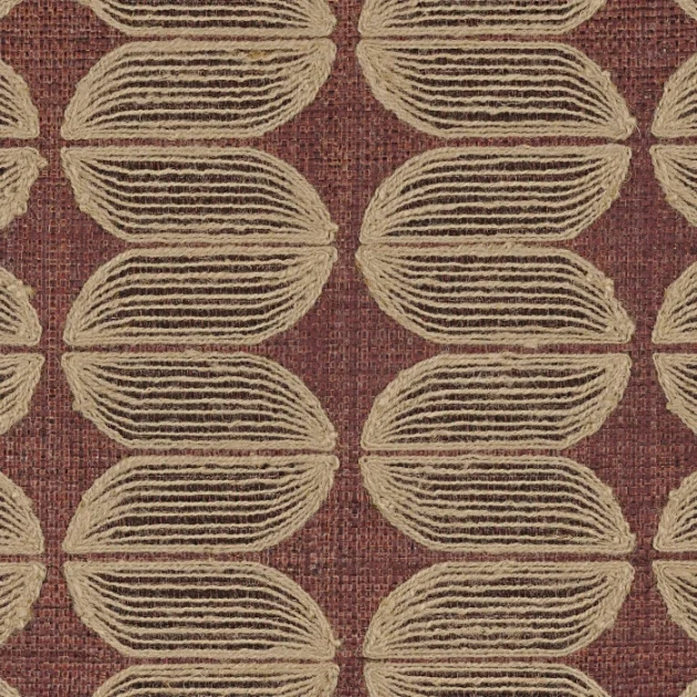 Casamance 72970304 Taormina Isola Cédre rouge - tapeta geometryczna z haftu z juty i wiskozy