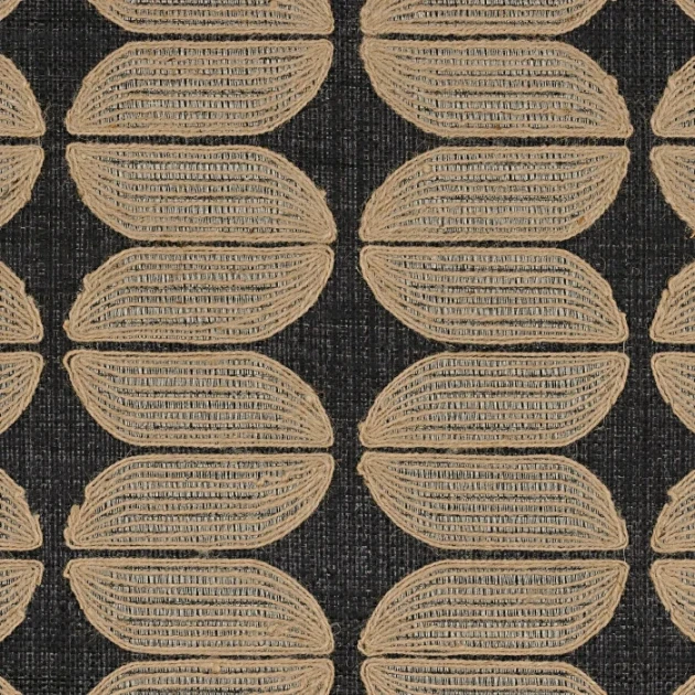 Casamance 72970406 Taormina Isola Carbone - tapeta geometryczna z haftu z juty i wiskozy