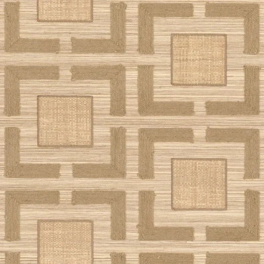 Casamance 73060248 Taormina Biancavilla Beige naturel foncé - tapeta w geometryczny haft z naturalnych materiałów