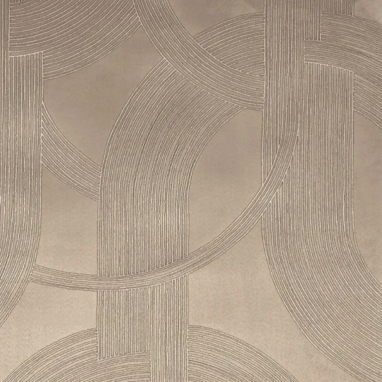 Casamance 72720144 Odeon Taupe doré - tapeta tekstylna jak zamsz w łuki art deco