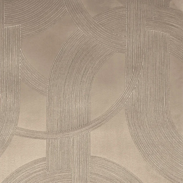 Casamance 72720144 Odeon Taupe doré - tapeta tekstylna jak zamsz w łuki art deco