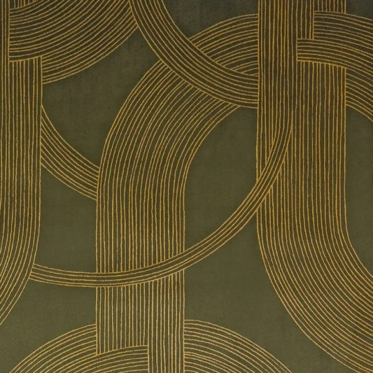 Casamance 72720488 Odeon Kaki doré - tapeta tekstylna jak zamsz w łuki art deco