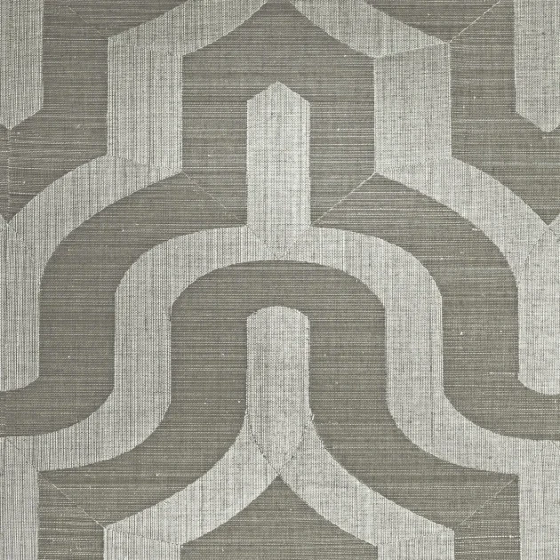 Casamance 71940267 Odeona Mogador Argent - tapeta geometryczna z abaki