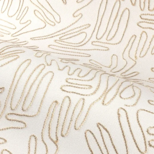 Casamance 71840103 Tramis Silvara Blanc naturel clair - tapeta w abstrakcyjny haft z juty