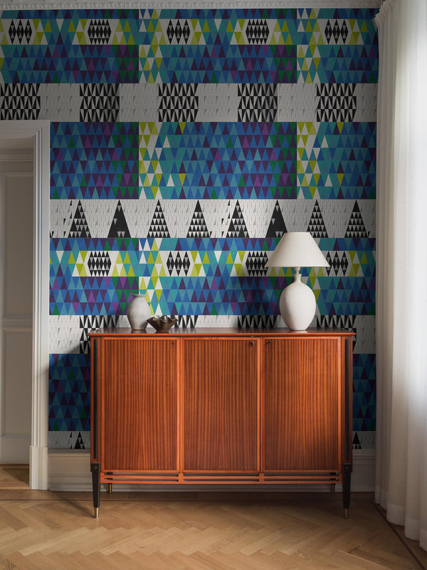 Boras Tapeter 9805W Studio Sven Markelius Pythagoras Blue- mural geometryczny