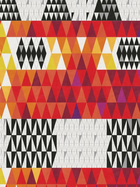 Boras Tapeter 9806W Studio Sven Markelius Pythagoras Red - mural geometryczny