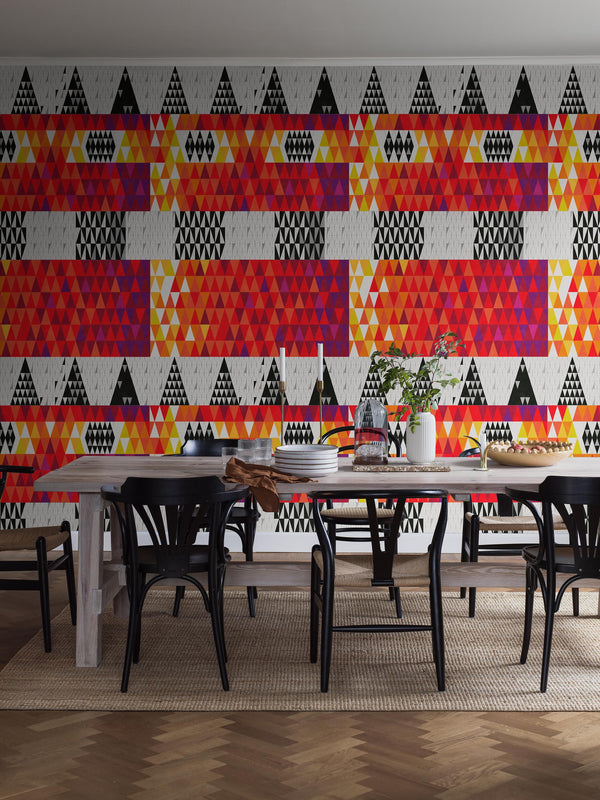 Boras Tapeter 9806W Studio Sven Markelius Pythagoras Red - mural geometryczny