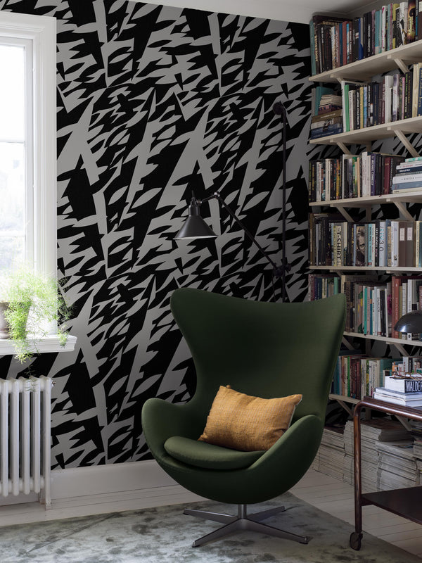 Boras Tapeter 9807W Studio Karl Axel Pehrson Delfinisk Rörelse Black & White - mural geometryczny