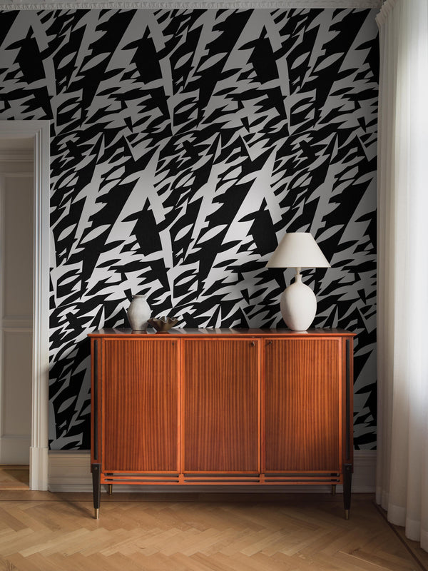 Boras Tapeter 9807W Studio Karl Axel Pehrson Delfinisk Rörelse Black & White - mural geometryczny