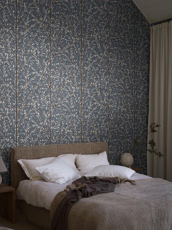 Boras Tapeter 9814W Studio Viola Gråsten Korgpil Blue - mural w liście