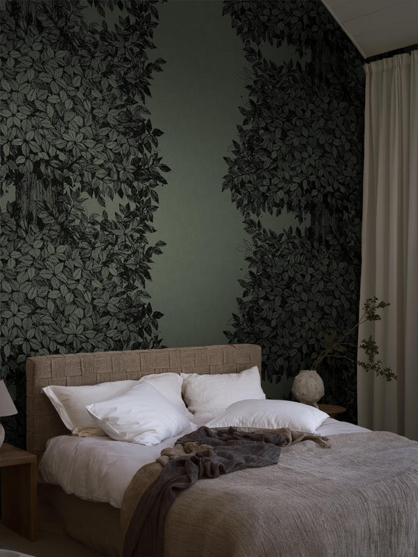 Boras Tapeter 9820W Studio Viola Gråsten Hassel Green - mural w liście