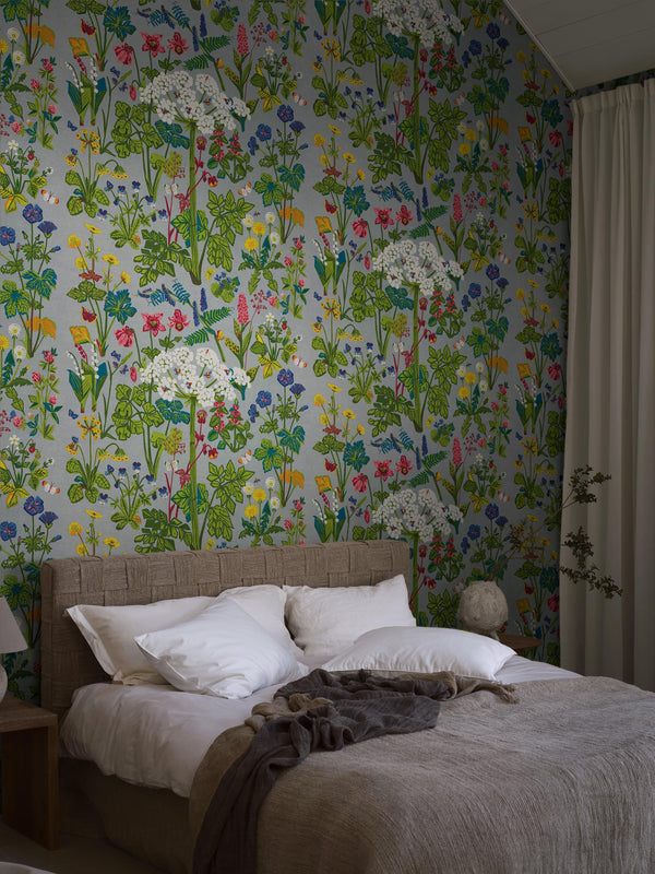 Boras Tapeter 9824W Studio Lisbet Jobs Aurora Grey - mural w kwiaty polne