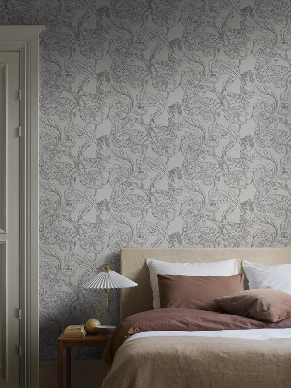 Boras Tapeter 9833W Studio Petra Börner Floral Dream Grey - mural w roślinny