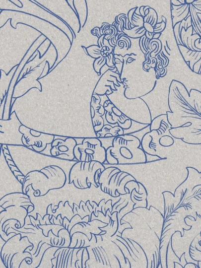 Boras Tapeter 9834W Studio Petra Börner Floral Dream Blue - mural w roślinny
