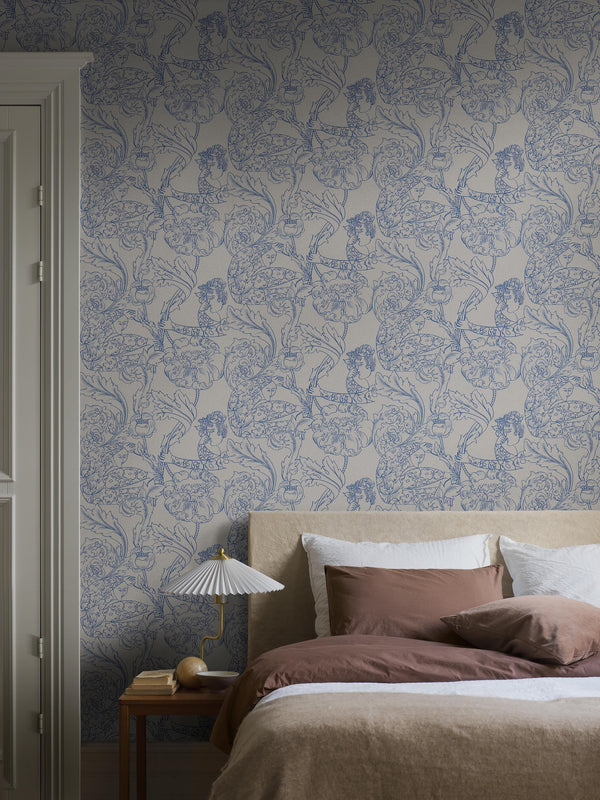 Boras Tapeter 9834W Studio Petra Börner Floral Dream Blue - mural w roślinny