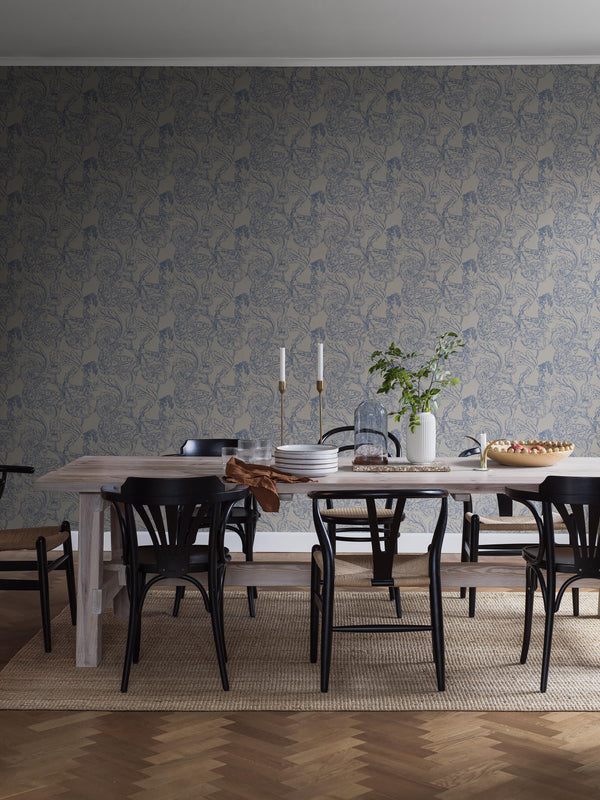 Boras Tapeter 9834W Studio Petra Börner Floral Dream Blue - mural w roślinny