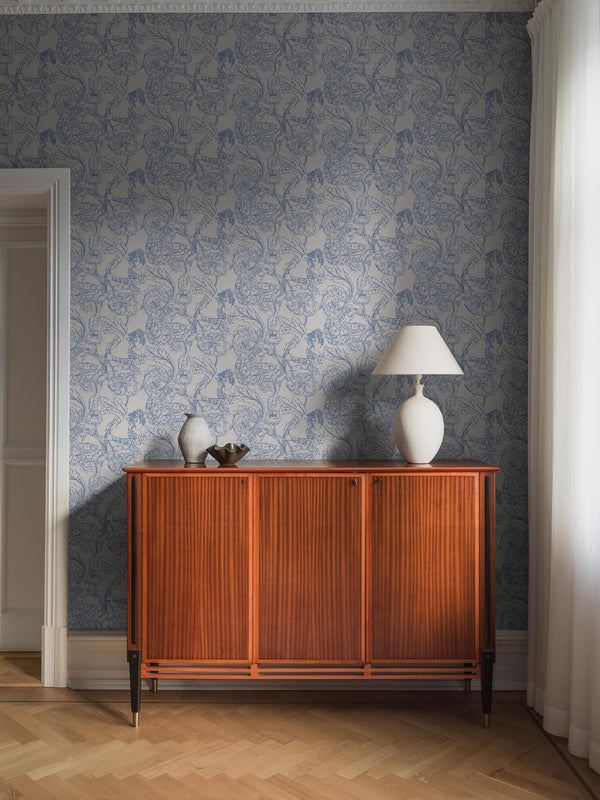Boras Tapeter 9834W Studio Petra Börner Floral Dream Blue - mural w roślinny