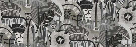 Boras Tapeter 9837W Studio Petra Börner Hypnotic Safari Grey - mural w roślinny