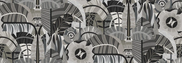 Boras Tapeter 9837W Studio Petra Börner Hypnotic Safari Grey - mural w roślinny