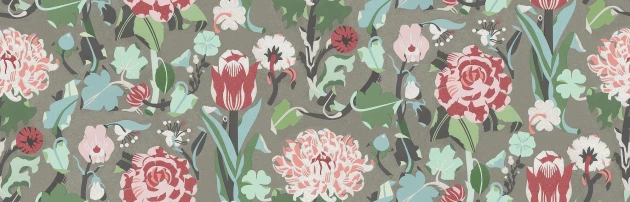 Boras Tapeter 9839W Studio Petra Börner Myrtle Red - mural w kwiaty