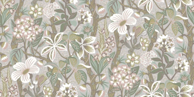 Boras Tapeter 9842W Studio Hanna Werning Friviva Beige - mural w kwiaty